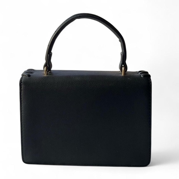 Chic Black Satchel with Gold Heart Accent - Picture 3 of 5